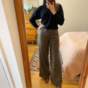 Tracy Reese Metallic Wool Wide Leg Trousers
